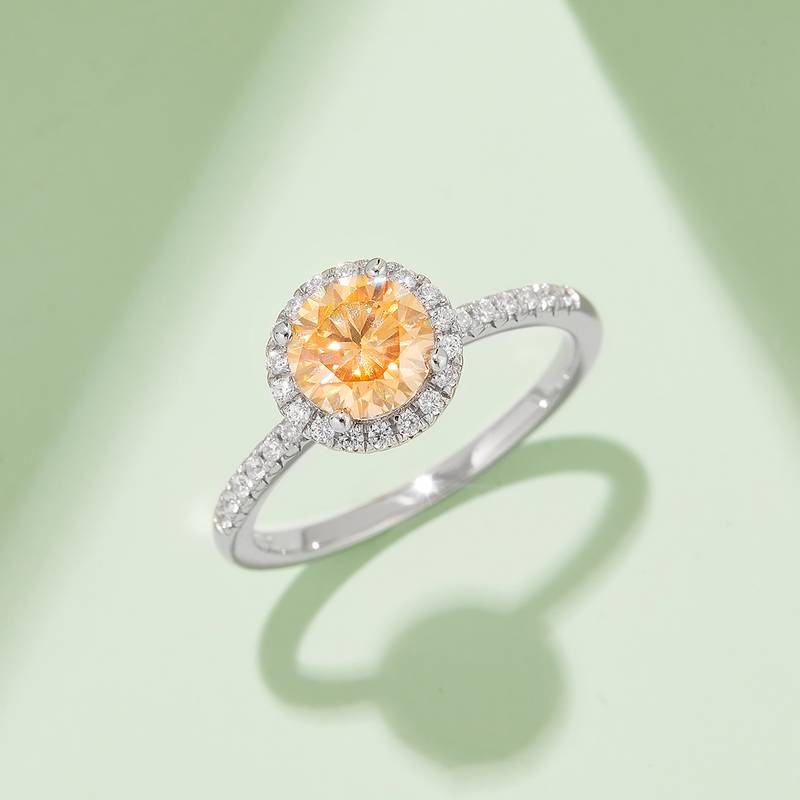Classic圆包S925银镀白金MoissaniteWomen's Ring1ctD级